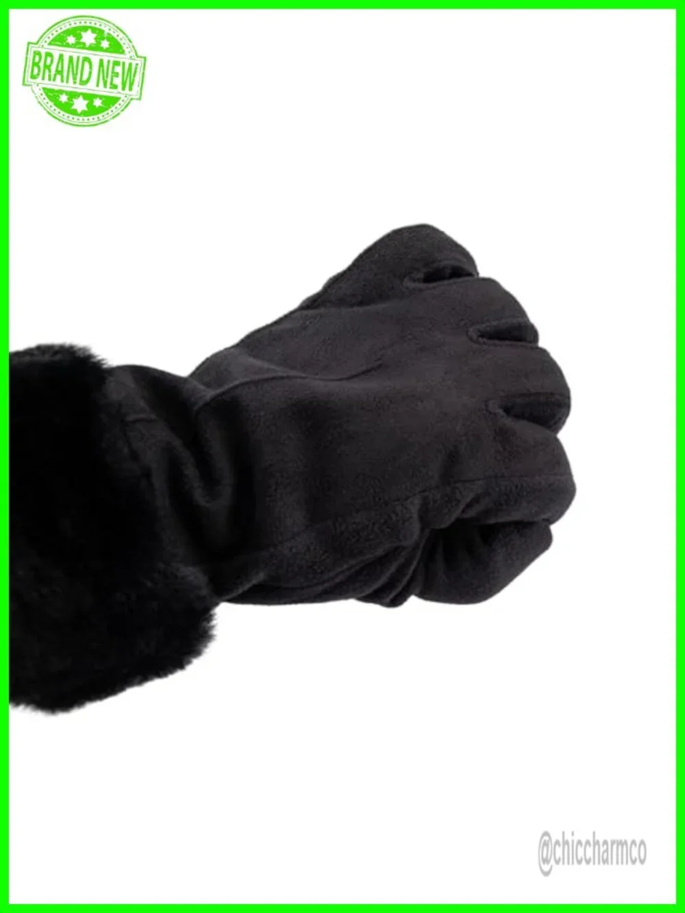 Women's Faux Fur Cuff Water Repellent Touchscreen Gloves with Fleece Lining